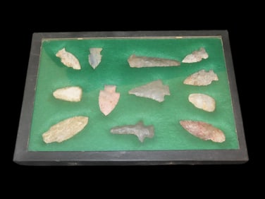 11 1/8" X 8 1/8" Frame of Arrowheads
