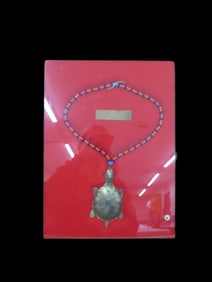 16 3/8" X 12 3/8" Frame Containing Hudson Bay Silver Fur Trade Turtle Effigy Pendant, Touchmark of
