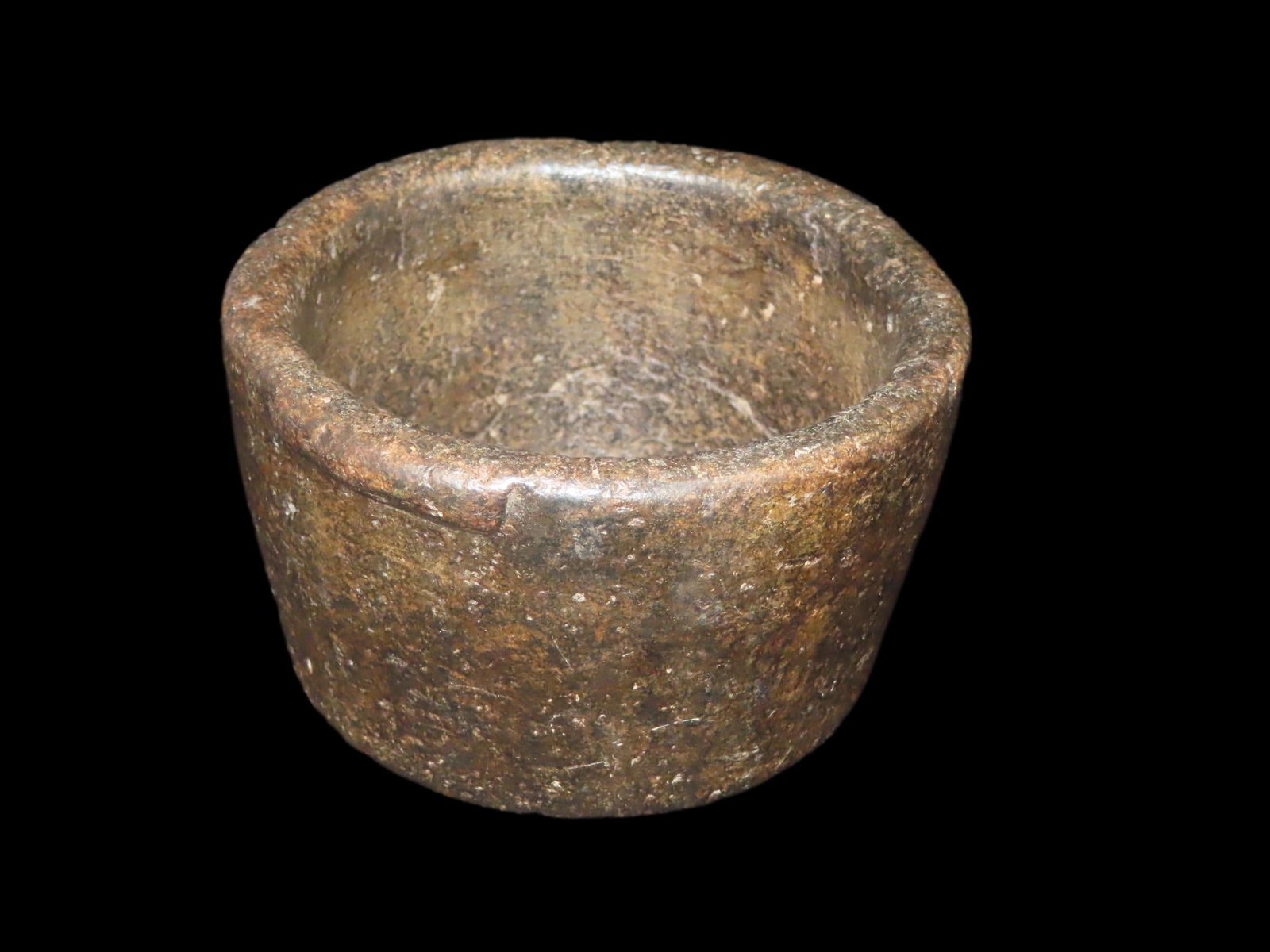 4 1/2" x 2 1/2"  Pre-Columbian Chavin Hand-hewn or carved stone mortar or grinding bowl. Northern (1 of 4)
