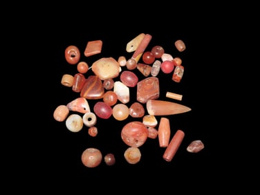 Collection of Neolithic African Agate, Carnelian, Coral, & Quartz Trade Beads, Sahara