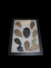 8 1/4" X 6 1/4" Frame of Arrowheads from Pleble County Ohio
