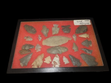 12 3/8" X 8 3/8" Frame of 24 Arrowheads from Kentucky