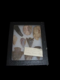 5 5/8" X 4 9/16" Frame Containing Arrowheads from Briar Road, Summersville Oh. Ex Rocky Moore