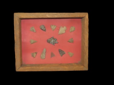 10 7/8" X 9 3/4" Frame of Arrowheads