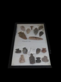 12 1/4" X 8 1/4" Frame of Arrowheads From Mercer County OH.