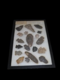 12 1/4" X 8 1/4" Frame of Arrowheads from Jay County Indiana