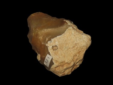 4 1/8" X 3" Frendh Acheulian Handaxe, Light Brown Translucent Patina, Region of Charente France
