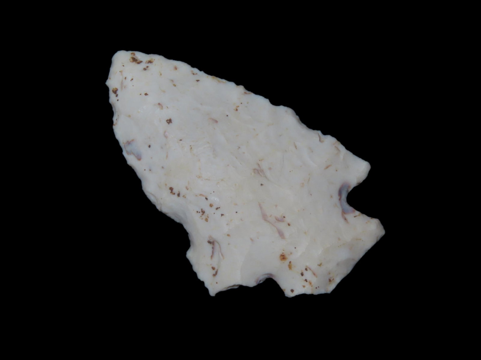 2 1/4" X 1 3/8" X 1/4" Hardin, White Burlington Chert, Found in Greene Co IL: 2 1/4" X 1 3/8" X 1/4" Hardin, White Burlington Chert, Found in Greene Co IL