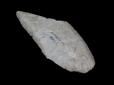 4 3/8"x1 7/8"x3/8" Grey Chert Beveled Harahey Knife Found Neosho Co.