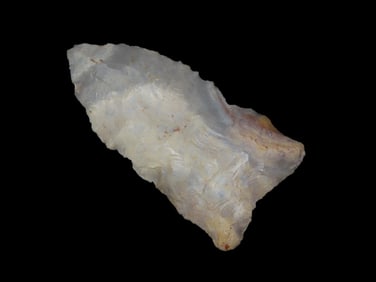 2 3/8"x1 3/16"x3/10" Quad grey/yellow flint,10,000-6,000B.P. late Paleo Indian, found in Barren Co.