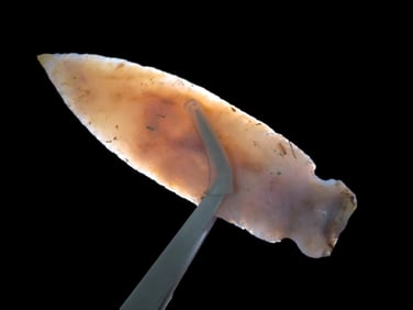 3 9/16 X 1" Translucent Agate Early Side Notch Point, Found in Verde Valley Arizona