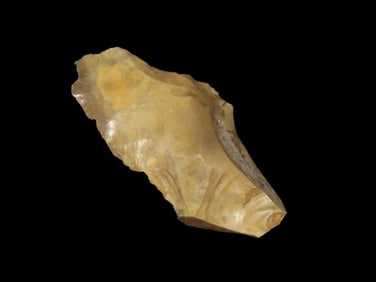 3" X 1 3/8" Paleolithic Flake Tool or Knife, Found At Barnfield Pit by Reginald Smith, mid-gravel, E