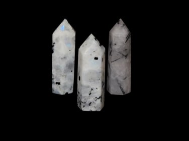3, 2 7/8" Rainbow Moonstone Crystals Tower Points for Healing