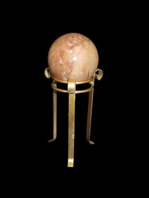 2.5" Rosa Cappacino Marble Polished Sphere on Brass Stand- Beautiful Colors throughout, and