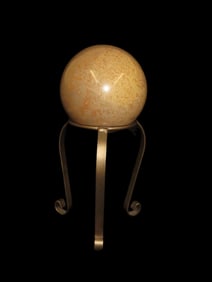 5" Huge Golden Coquina Jasper Polished Sphere on Brass Stand- Rare and Outstanding Example. Golden