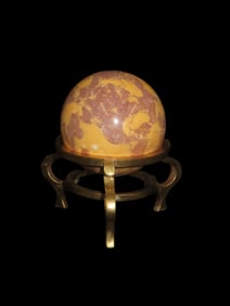 2.5" Gold & Red Jasper Polished Sphere on Brass Stand, Excellent Design Piece for Any Collector