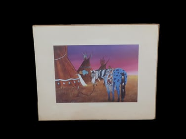 8" x 10" Ken Rainbow Cougar Edwards signed print "Spirit Horse '90". Ken "Rainbow Cougar" Edwards is