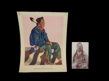 9" x 12" Full color lithograph of Two Guns, adopted son of Pecunnie Blackfoot Chieftain White Calf,