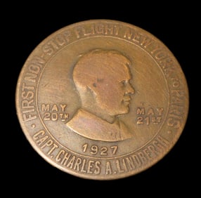 1927 Charles Lindbergh "Lucky Lindy" Coin, minted to celebrate the first solo, non-stop