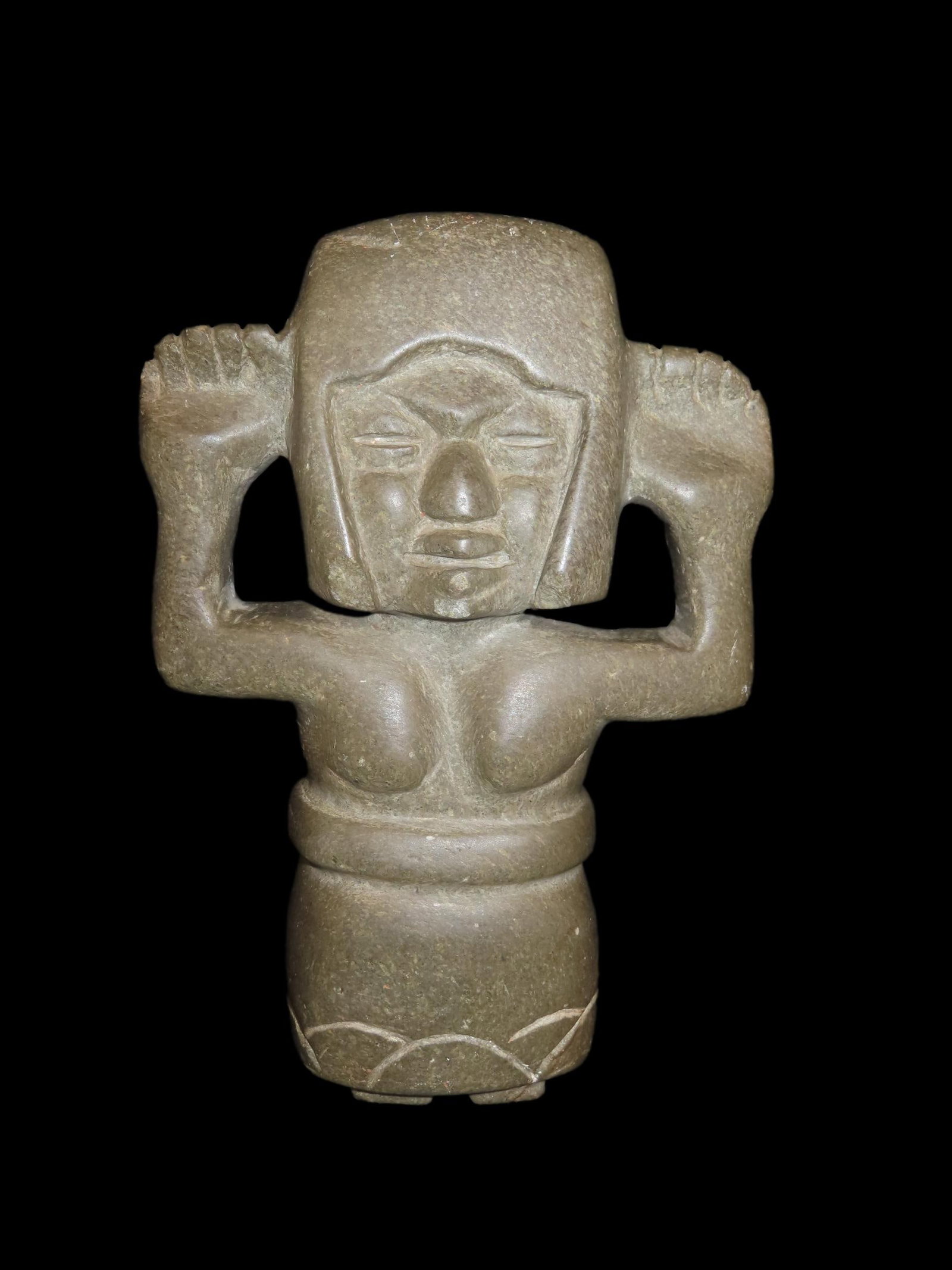 7" Teotihuacan Human Effigy Statue, Mexico, Motley COA, Greenstone, Great Detail & Nice Polish: 7" Teotihuacan Human Effigy Statue, Mexico, Motley COA, Greenstone, Great Detail & Nice Polish