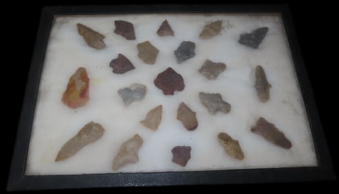 9 1/2" x 7" Frame of Louisiana Bird points, Arrowheads