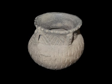 2 1/2" Miniature Strap Handle Pot / Bowl, Mississippi County Arkansas, Ex Painter Creek Auctions