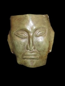 Huge 11" Tall Human Effigy Mask, Jadeite, Mexico, Motley COA, Amazing Large Example, Super Detail &