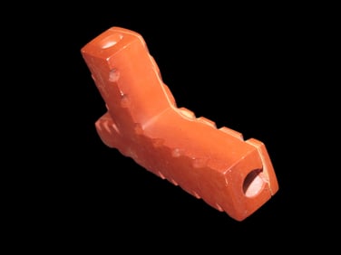 3 3/8" Catlinite T Pipe, Historic, Engraved Design around Edges, from the Midwest