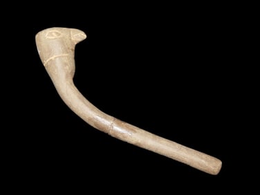 6 3/4" Iroquois Bird Effigy Pipe, Motley COA, New York, Broken & Glued