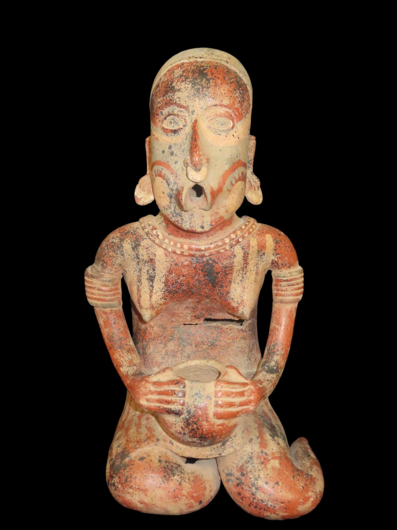 16" Pre-Columbian Nayarit Style Human Effigy Figure, Glued at Midsection, Western Mexico, #RK-P93: 16" Pre-Columbian Nayarit Style Human Effigy Figure, Glued at Midsection, Western Mexico, #RK-P93