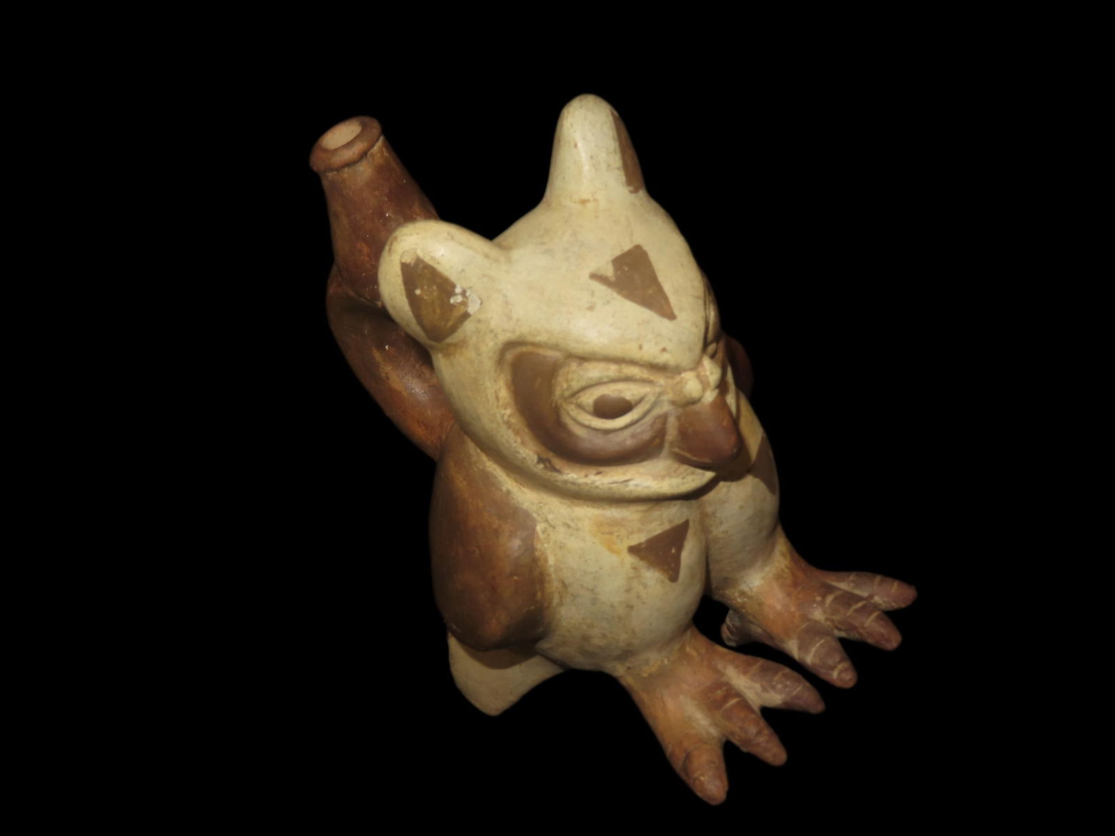 7 1/2" Pre-Columbian Moche Style Owl Effigy Vessel, Solid, Peru, #RK-P31 (1 of 9)