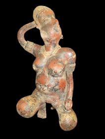17 1/2" Pre-Columbian Nayarit Style Female Effigy Figure, Glued at Midsection, Repair to Feet,