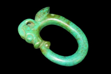 Large 7 5/8" Antique Chinese Hongshan Jade Effigy Pendant