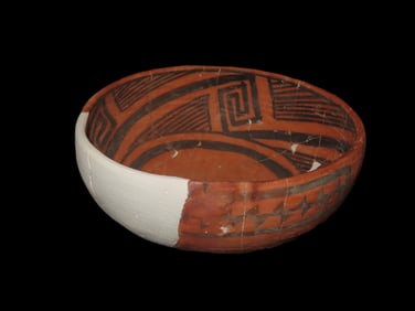 8" Wide St. Johns Pinedale Black on Red Polychrome Painted Bowl, Arizona, Found by J. Dunlap in