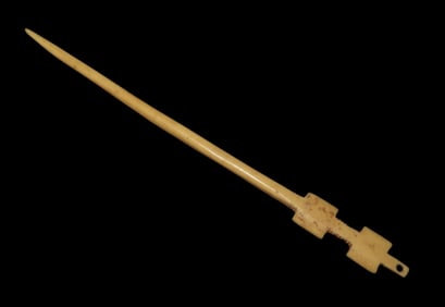 6 1/2" Engraved Bone Hairpin, Motley COA, Christian County Kentucky