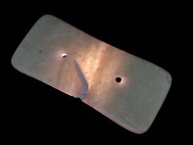 3 3/4" Translucent Green Quartz Gorget, Motley COA, Scioto County Ohio, Ex Vietzen, Ex Copeland