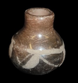 2 1/4" Native American Southwestern Indian Miniature Pottery Water Bottle / Jar / Pot, Arizona,