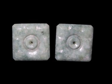 Matching Pair of Mayan Jade Ear Spools, Guatemala, Motley COA, Beautifully Polished Translucent Jade