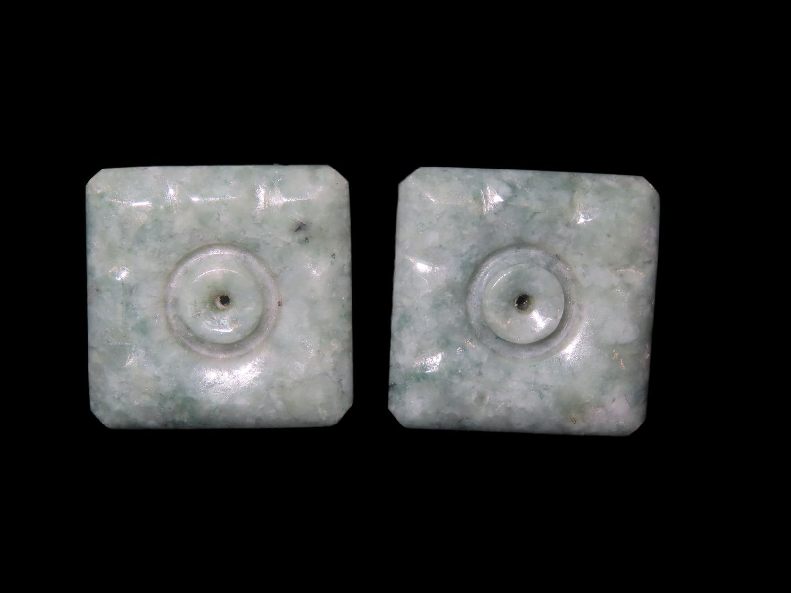 Matching Pair of Mayan Jade Ear Spools, Guatemala, Motley COA, Beautifully Polished Translucent Jade: Matching Pair of Mayan Jade Ear Spools, Guatemala, Motley COA, Beautifully Polished Translucent Jade