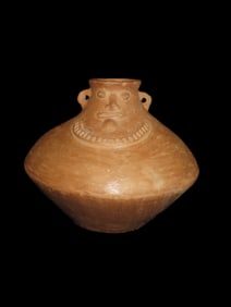 7" Pre-Columbian Taino Style Human Effigy Pottery Vessel, Solid, Dominican Republic, #RK-P28