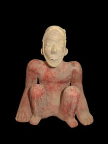 12" Pre-Columbian Colima Style Human Effigy Figure, Glued Breaks at Both Arms, W. Mexico, #RK-P29