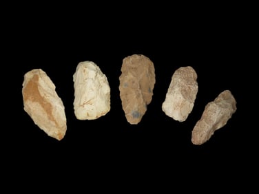 Lot of 5 Flint Celts found in St Charles County Missouri by Ron Knowles