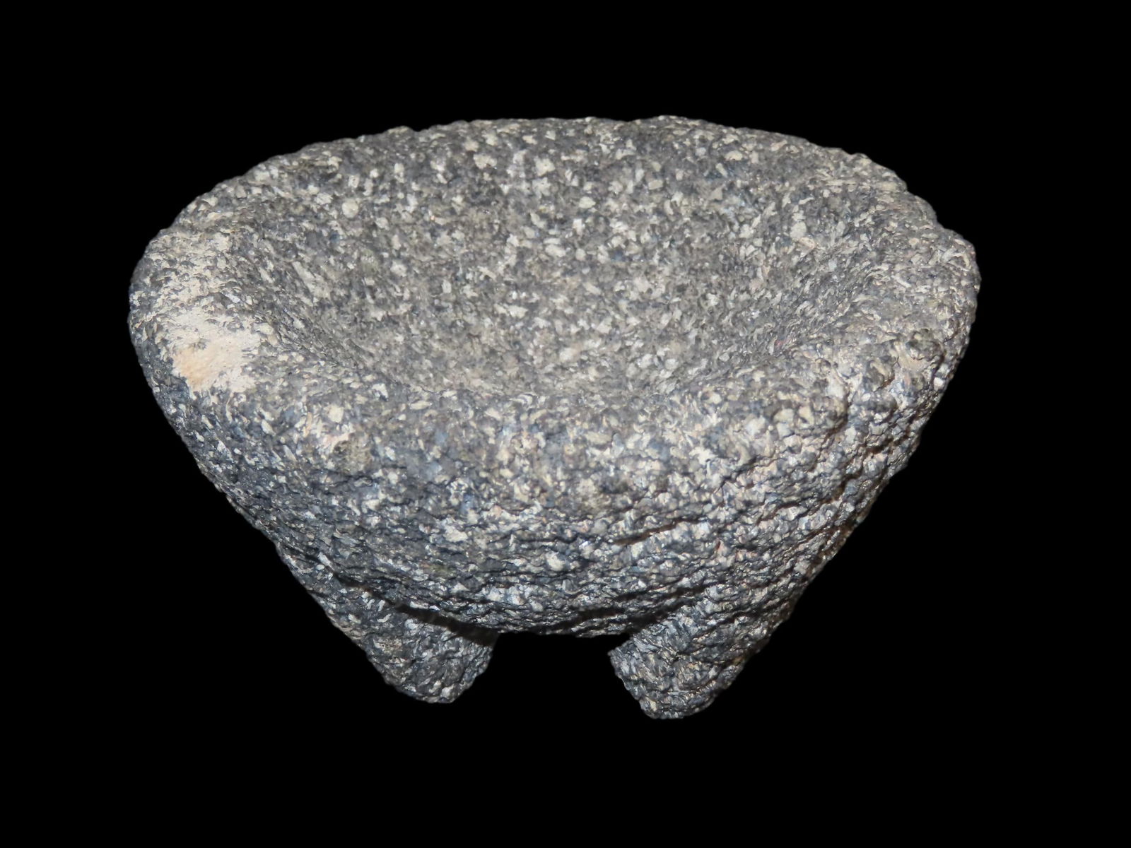 5 1/4" Tripod Base Stone Mortar Grinding Bowl, Mexico: 5 1/4" Tripod Base Stone Mortar Grinding Bowl, Mexico