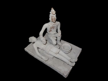 9 1/2" Pre-Columbian Mayan Style Sacrificial Scene, Solid, Mexico, #RK-P17