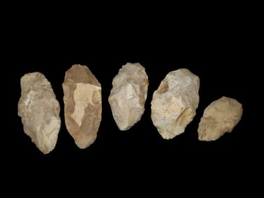 Lot of 5 Flint Celts & Blades found in St Charles County Missouri by Ron Knowles