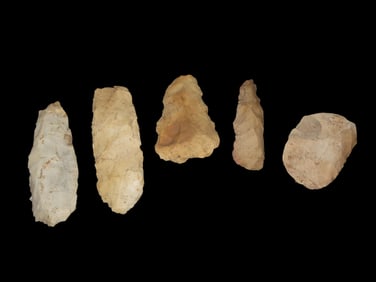 Lot of 5 Flint Celts found in St Charles County Missouri by Ron Knowles