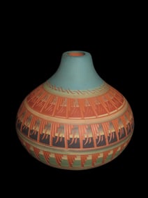 5" Navajo Engraved Pottery Jar, Native American Indian Southwest Pot