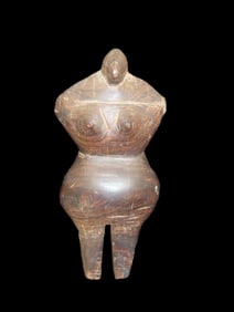 7" Human Effigy Statue, Wood, Mexico, Motley COA, Rare Old Example, nicely Carved with Great Age /