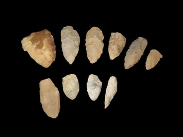 Lot of 10 Flint Blades & Knives found in St Charles County Missouri by Ron Knowles