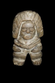 5" Pre-Columbian Human Effigy Statue, Mexico, Motley COA